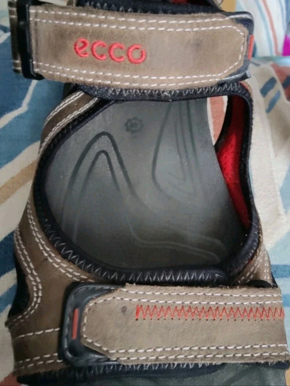 ECCO Men’s  46 Or 12-12.5 Brown Sport Sandals - Adjustable Straps. Receptor Tech